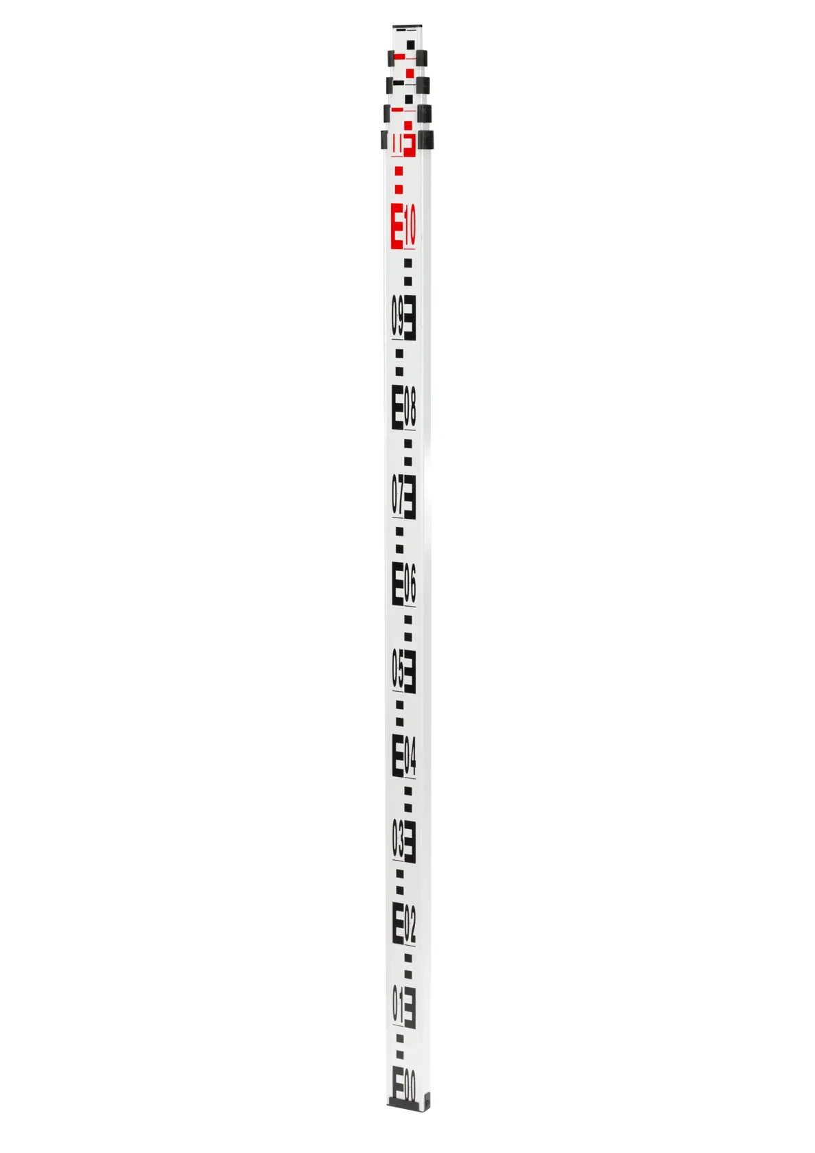 Stanley leveling staff with metric markings, used for surveying and photography. White background.