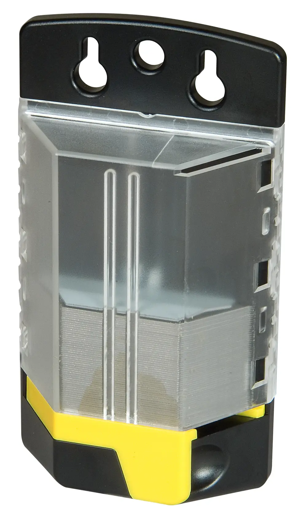 STANLEY 11-700A utility knife blades in clear plastic dispenser, angled front view.