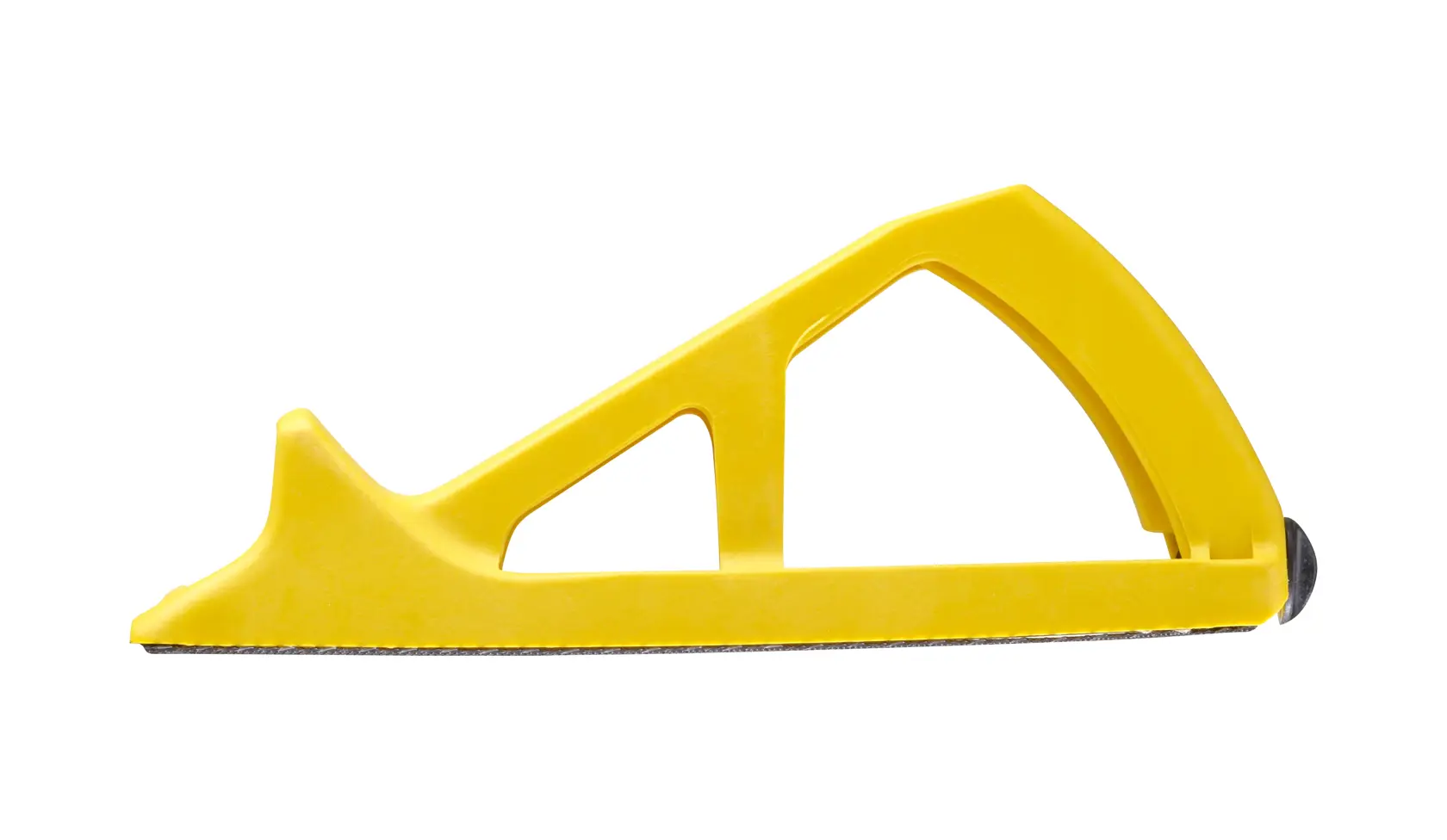 STANLEY 5-21-103 yellow surform planer tool, side view on white background.