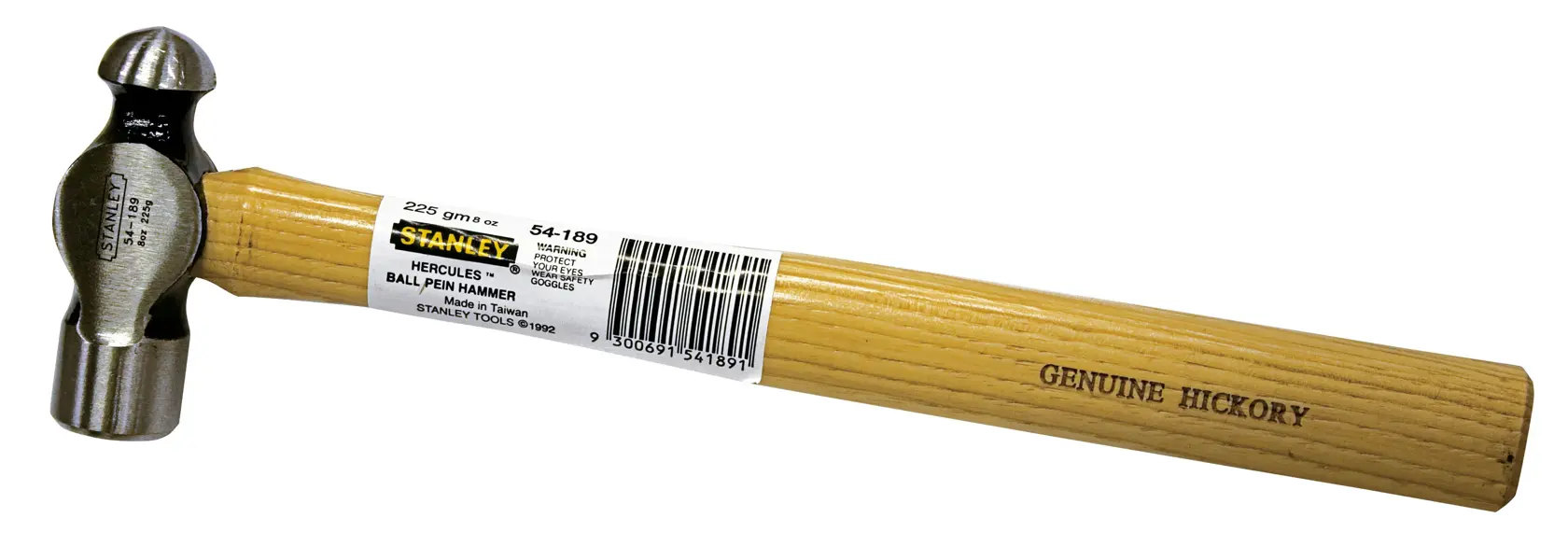 Stanley ball pein hammer with metal head and hickory wood handle, SKU 54-189, shown on a white background.