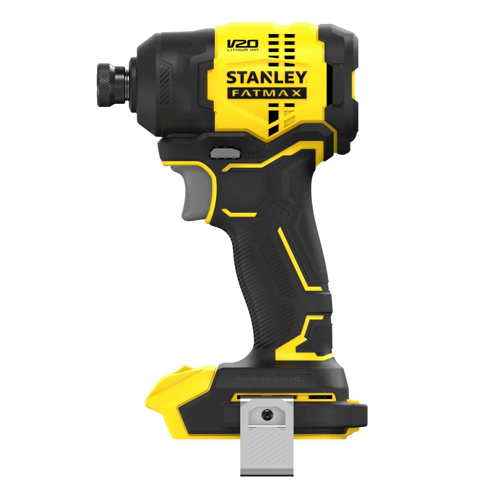 STANLEY SFMCF811B-XJ cordless impact driver, black and yellow, side view on white background.