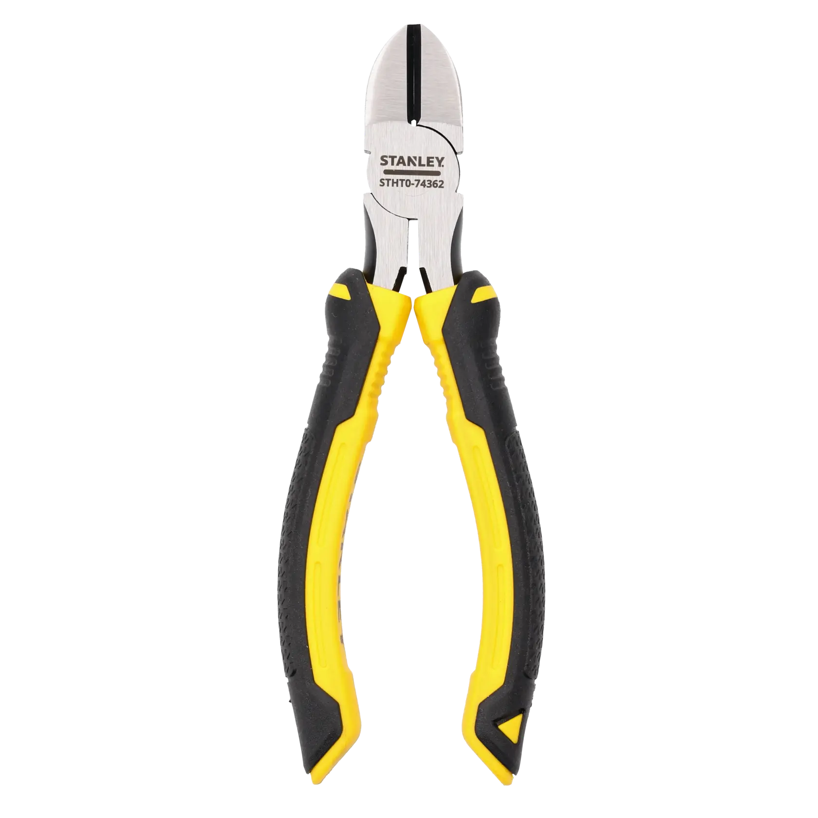Stanley STHT0-74362 diagonal cutting pliers with black and yellow handles, tool for cutting wires.