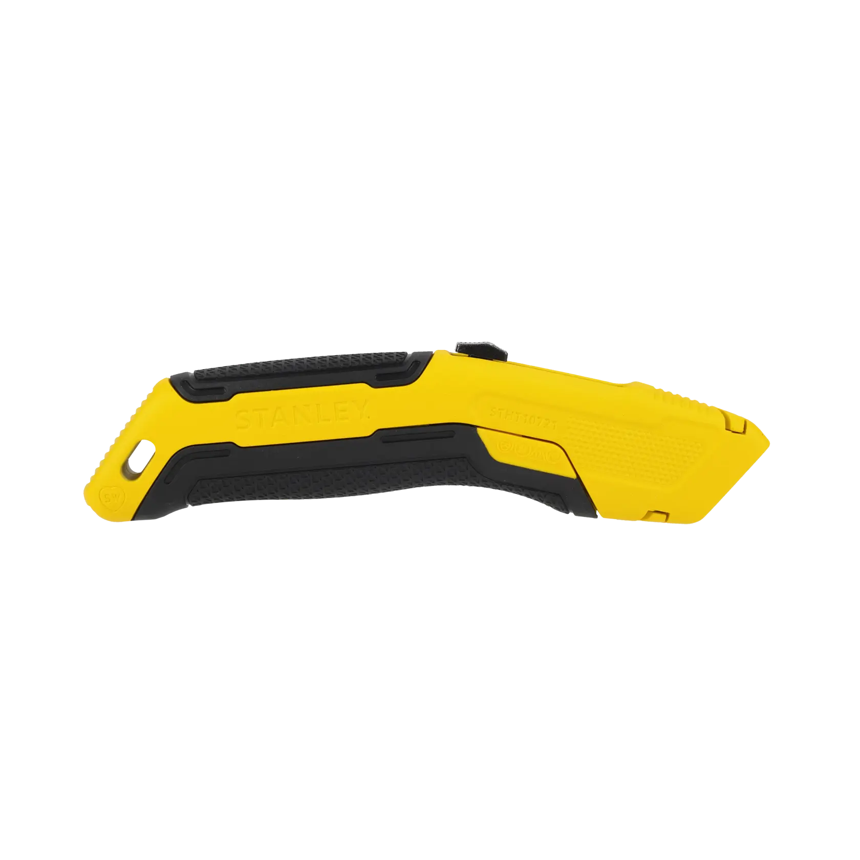 A yellow and black utility knife with ergonomic handle, branded STANLEY, shown against a white background.