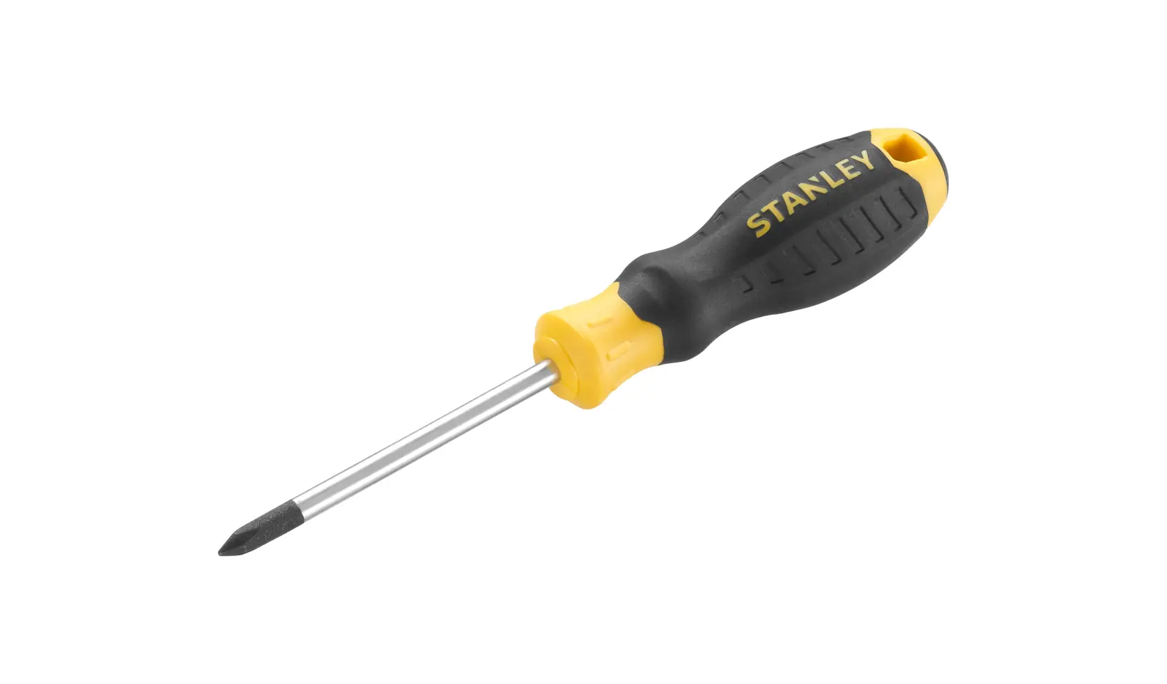 STANLEY STHT16155-0 screwdriver, yellow and black handle, side angle, hand tool category.