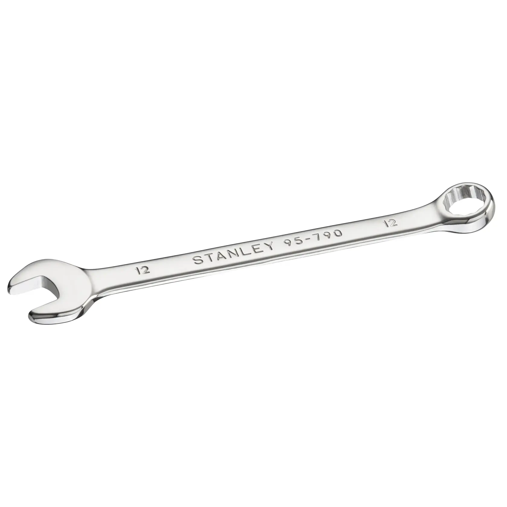 STANLEY STMT95790-0 combination wrench, chrome finish, photography, top angle on white background.