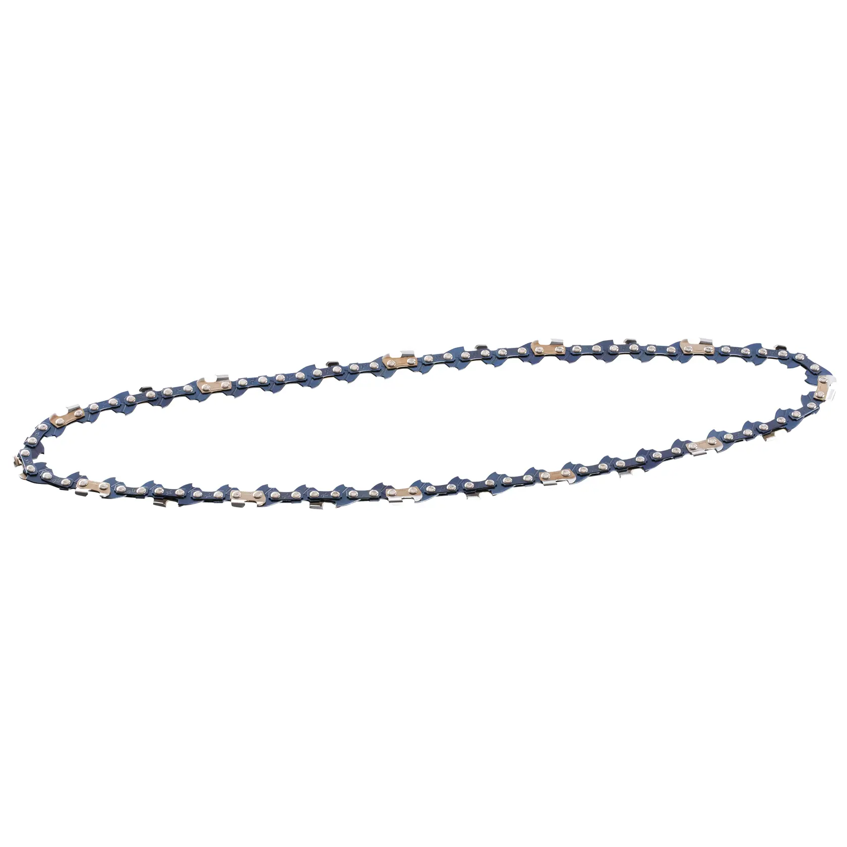 STANLEY STZCS230 chainsaw chain, metal, photographed from above on white background.