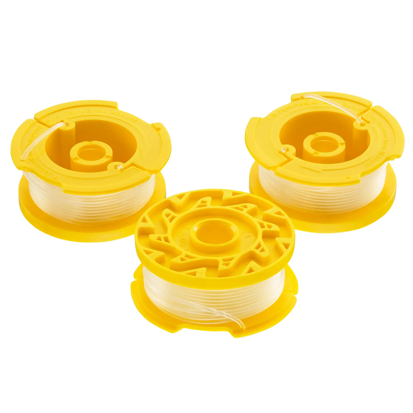 STANLEY photography spools, yellow, SKUs STZST121693-XJ and STZST121693, three units on white background.